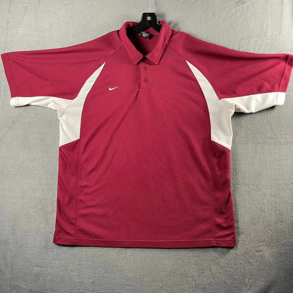 Nike Team Short Sleeve Polo Mens 2XL Burgundy/White Preppy Golf Blemished